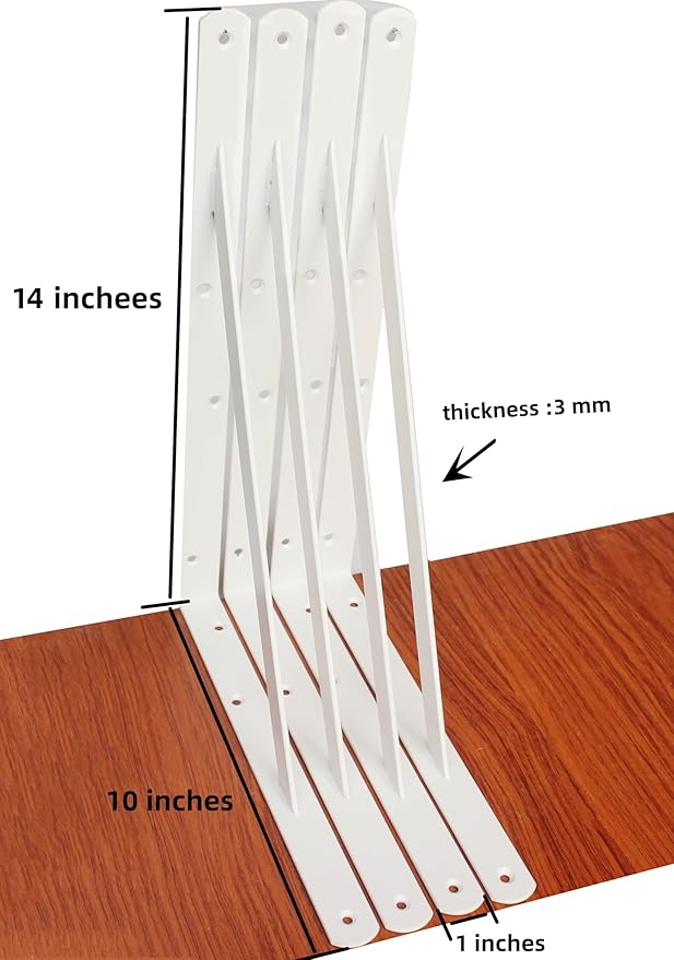 16 Pack L14 x H 10" White Heavy Duty Shelf Brackets with Screws Metal Shelf Brackets Shelf Support Angle Brackets for Shelves L Brackets Heavy Duty Floating Shelf