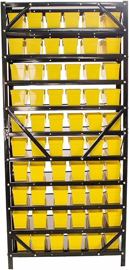 Erie Tools TLPB60 60 Parts Bin Shelving Organize with Plastic Bins for Garage, Shop, and Home Storage