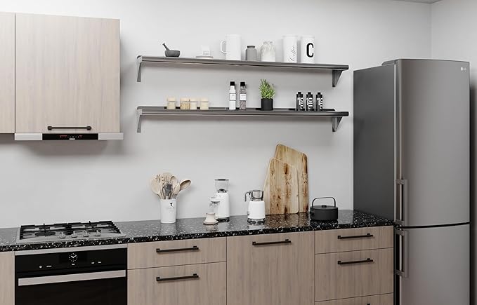 AmGood 60" Long X 8" Deep Stainless Steel Wall Shelf | NSF Certified | Appliance & Equipment Metal Shelving | Kitchen, Restaurant, Garage, Laundry, Utility Room