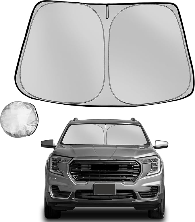 Windshield Sun Shade for 2018-2025 GMC Terrain Foldable Sun Sunshade for Car Front Window Blocks UV Rays and Heat Automotive Interior Protector Custom Fit Accessories