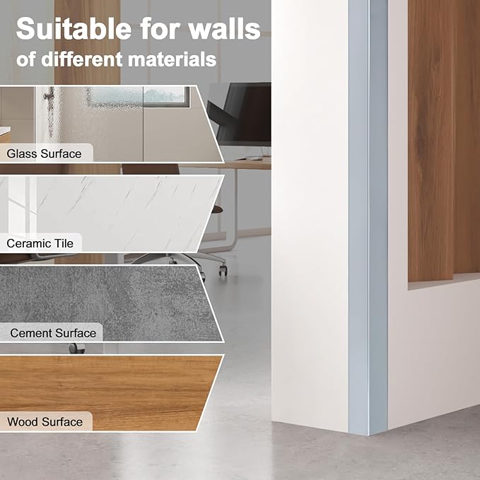 4PCS 45" Aluminum Metal Corner Protectors, Self Adhesive Corner Guards, Metal Wall Edge Protector Strip, Furniture Corner Protectors, Wall Cabinet Baseboard Decoration 45" x 2" (Gray Blue)