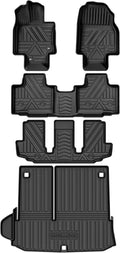 AUTOSAVER88 Floor Mats & Cargo Liner Fit for Toyota Highlander 7 Seats W/O Subwoofer 2025-2020, All Weather Floor Liners 3 Row Trunk Mat with Backrest Mat Car Mats Full Set Accessories, Black