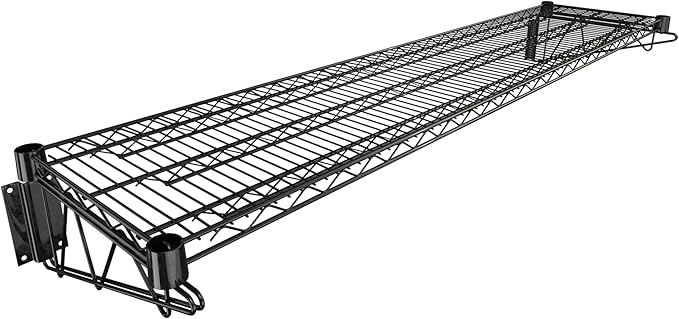 14" x 60" Black Epoxy Wire Wall Mount Shelf