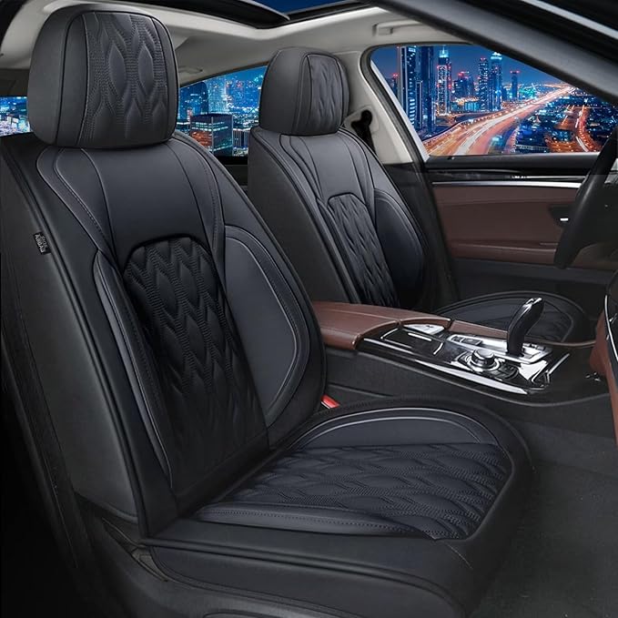 Seat Covers Fit for Toyota Camry 2012-2024 2025 Full Set,Faux Leather Car Seat Cover Waterproof for Camry Vehicle Automotive Cushion Protector Compatible Airbag (5 Seats,Black)