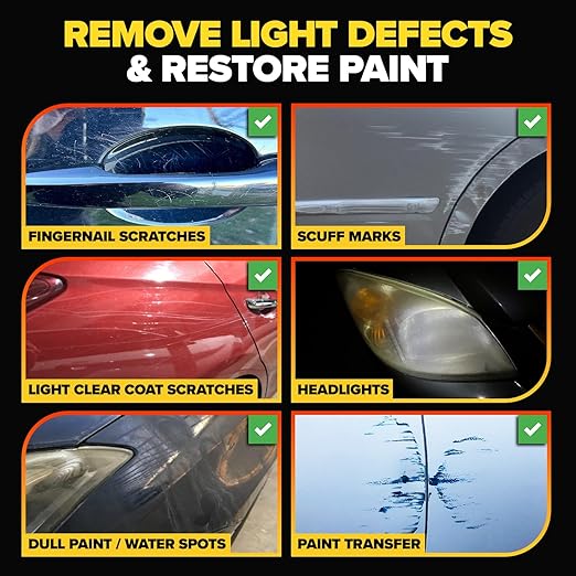 Carfidant Scratch and Swirl Remover - Car Scratch Remover for Vehicles Paint - Polishing Compound for Cars - Paint Restorer Kit with Pad, Microfiber and Drill Attachment