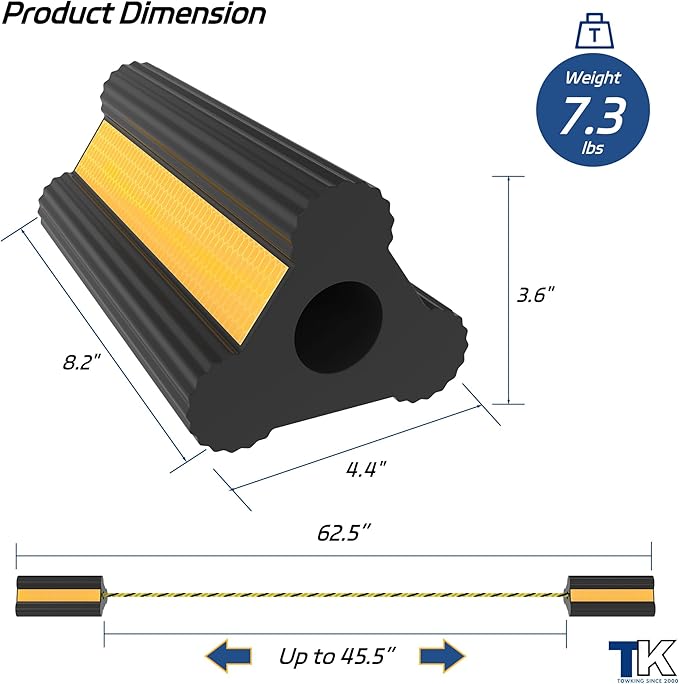 Heavy Duty Rubber Wheel Chock, Non-Slip Tire Stopper with Durable Nylon Rope, for Cars, Trucks, RVs, and Aircraft, 1 Pair