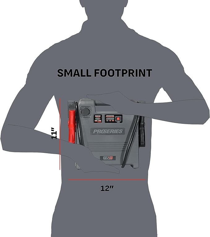 Schumacher Electric Car Battery Jump Starter & Portable Power Station - 1800 Peak Amps - 12V DC Power Outlet - with Overload & Short-Circuit Protection & Jumper Cables - DSR119