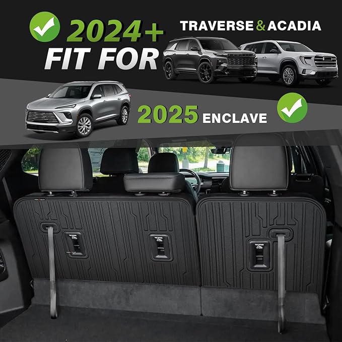 TripleAliners Backrest Mats All Weather Liners Compatible with 2024+ GMC Acadia/Chevy Traverse & 2025 Buick Enclave TPE Third Row Seats Back Cover