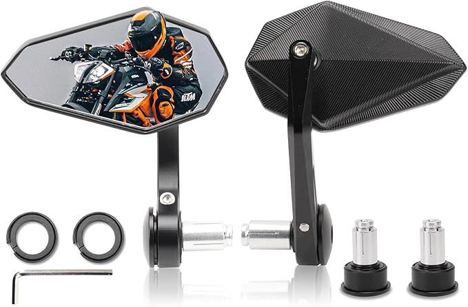 Motorcycle Mirrors for Handlebars, Bar End Motorcycle Mirrors, Rear View Mirrors for Motorcycles, Fits 7/8" Handlebars, Compatible with Honda Grom, Yamaha, Kawasaki, Ducati, Suzuki & More