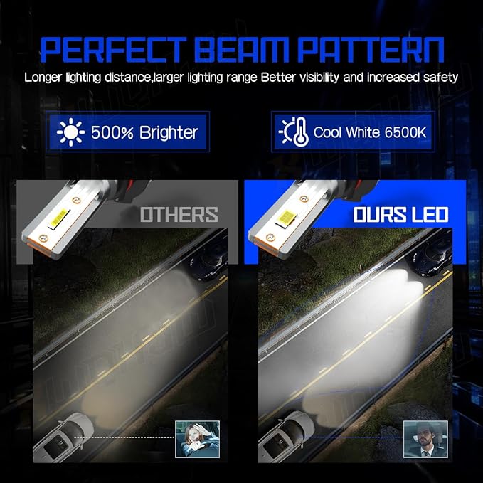 Compatible For Chevy Silverado 1500 2500 3500 High Low Beams and Fog Lights Bulbs Combo 2003 2004 2005 2006, 6500K White, 500% Brightness, Plug n Play, Pack of 6