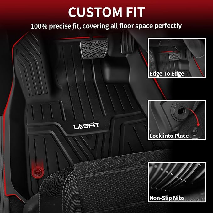 LASFIT Floor Mats and Cargo Liner for Honda CR-V 2023 2024 2025 2026 (Include Hybrid Models), All Weather TPE Car Trunk Mat (Upper Position), 1st & 2nd Row & Trunk Liner Full Set Black