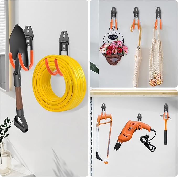 Hose Hanger Wall Mount 2 Pack,Heavy Duty Hose Holder with Screws Metal Hose Hangers for Outside,Hose Rack Suitable for Garage,Garden and Yard