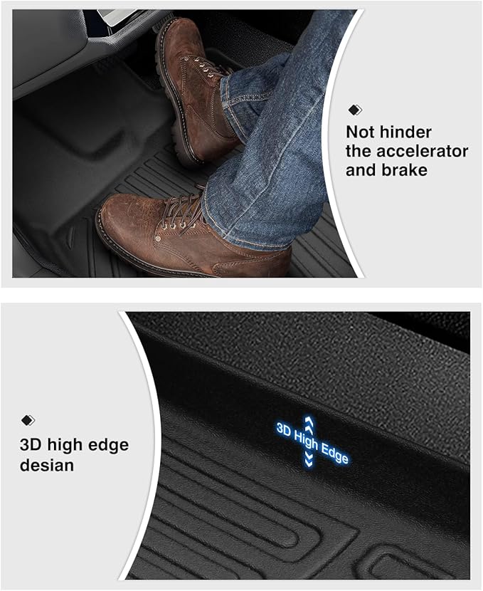 Powerty Floor Mats for 2023 2024 2025 Honda HR-V HRV Accessories All Weather Floor Liner 3D TPE 1st & 2nd Row Floor Mat Heavy-Duty Floor Liners