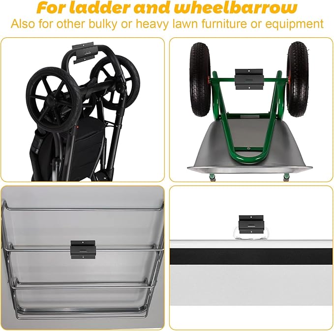 Heavy-Duty Ladder Hanger-Wall Mount Ladder Hooks for Ladder Storage-Wheelbarrow Hangers for Garage Wall-4 Pack(4 P)