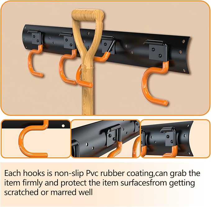 3-H 12×16" All Metal Garden Tool Organizer Wall Mount, Broom Holder Wall Mount for Garage, Shed, Garden, Basement Hanging and Organizing Rake, Mop, Shovel, Hose (12Pack)