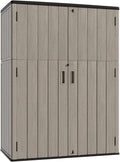 KINYING Outdoor Storage Shed,57 Cu.ft Vertical Outdoor Storage Cabinet Waterproof, Outdoor Resin Tool Shed for Patio Furniture, Garden Tools, Pool Accessories, Lawn Mower(Coffee Color)