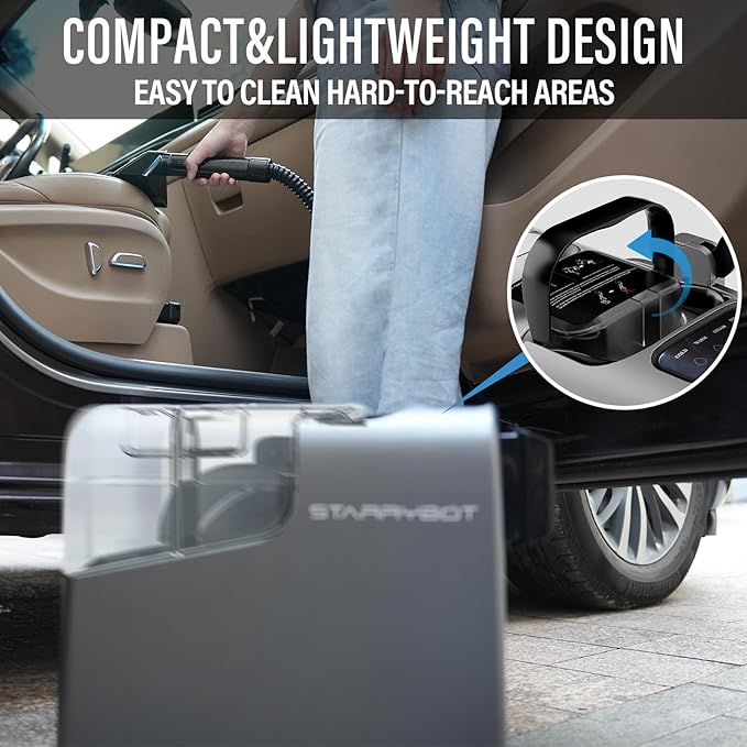 Portable Carpet Cleaner Machine with Steam and Heating Techology,15Kpa Powerful Suction with Versatile Tools for Pets, Couch, Car,Self-Cleaning, Compact Spot Cleaner for Stairs/Furniture/Rug