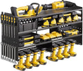 oviitech Power Tool Organizer Wall Mount, 8 Drill Holder Wall Mount Loads 400lbs, 4 Layer Heavy Duty Metal Power Tool Storage, Black, Utility Rack for Garage Workshop, Gifts for Men