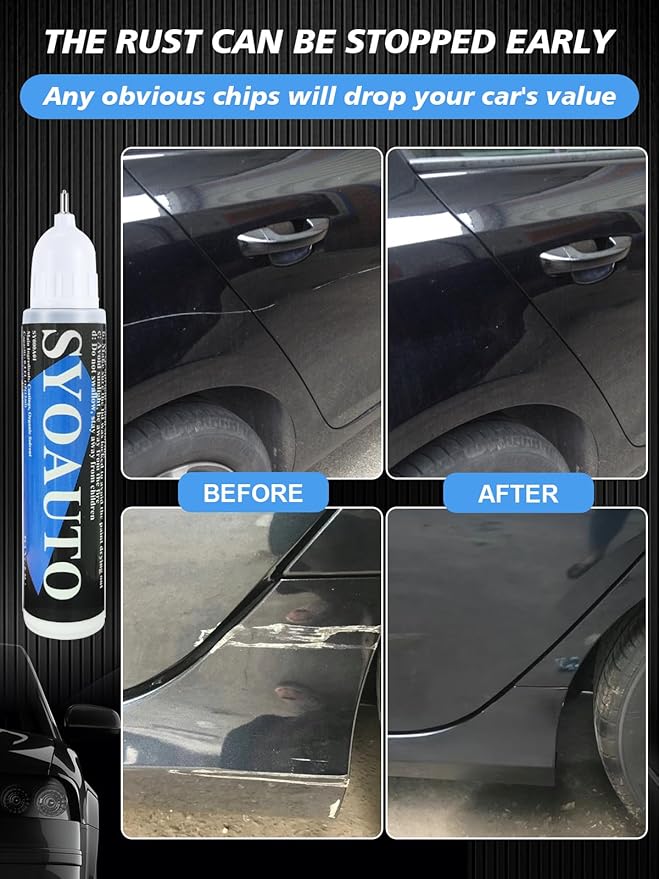 SYOAUTO Black Touch Up Paint for Cars, Auto Touch Up Paint Black Scratch Repair Automotive Black Car Paint Pen 2 in 1 Car Touch Up Paint 0.4 oz