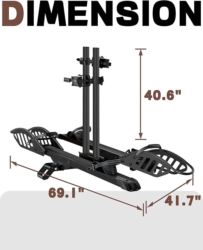 E-Bike Rack Hitch Mount Platform Style for Cars Trucks SUVs Minivans RV, fits E-Bike with Up to 5-inch Fat Tire Carrier Rack 200 lbs Capacity