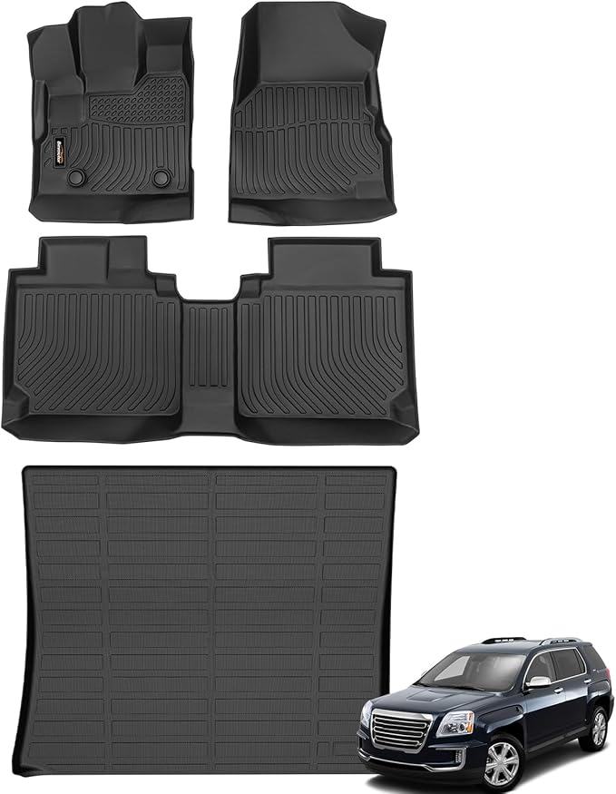 Binmotor-Floor Mats Cargo Liner Set for GMC Terrain 2012-2017丨2012-2017 Chevy Equinox, All Weather Car Floor Mats 2017 GMC Terrain/Chevy Equinox Accessories for Terrain