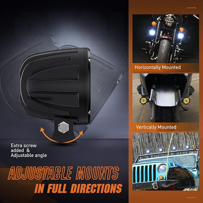 Nilight Motorcycle LED Pods 2 PCS 3 Inch Spot Round Offroad Fog Light 1065LM Built-in EMC Auxiliary Driving Lights for Motorbike SUV ATV Truck Boat Tractor Forklift