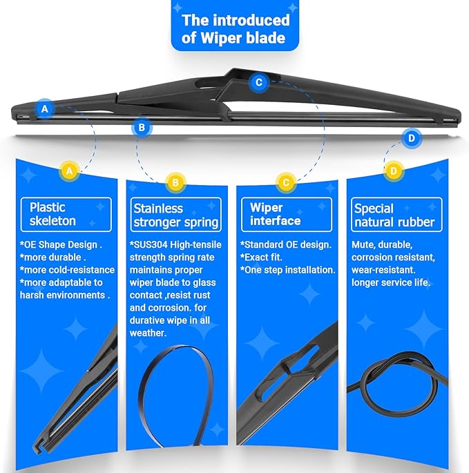 Windshield Wiper Blades Replacement for Nissan Kicks 2018 2019 2020 2021 2022 2023 Original Factory Quality Front Rear Wipers Blade Set for My Car - 26" 16" 12" (Pack of 3)