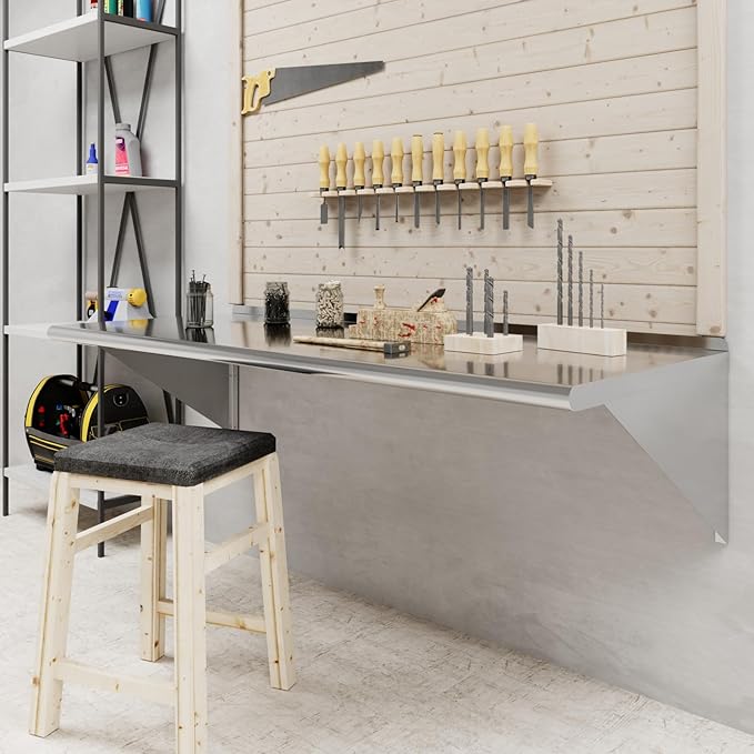 AmGood 60" Long X 24" Deep Stainless Steel Wall Shelf | NSF Certified | Appliance & Equipment Metal Shelving | Kitchen, Restaurant, Garage, Laundry, Utility Room