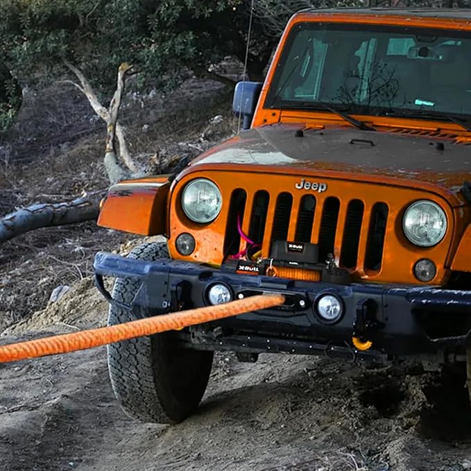 Kinetic Recovery Tow Rope, 48000LBS Snatch Strap with Soft Shackles, Extreme Duty 30% Elasticity Energy Offroad Towing Straps Kit for Car Jeep Trucks SUV UTV ATV Tractor - 1" x 20ft, Orange
