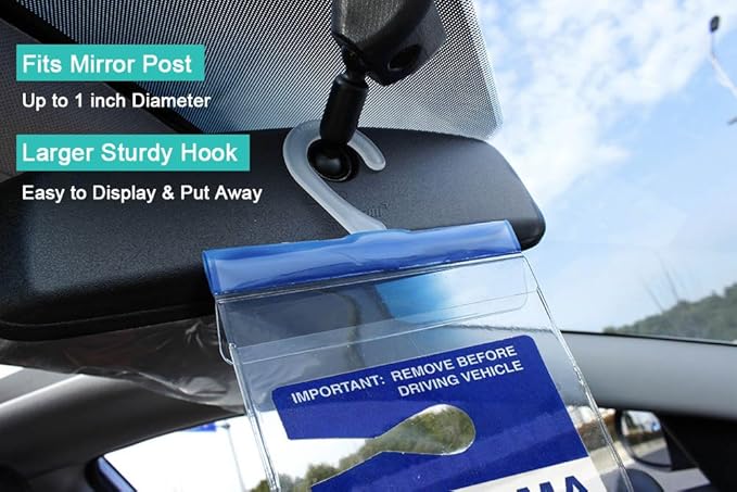 Handicap Parking Placard Holder - Disabled Parking Permit Holder Hanger Sleeve with Larger Hook by Tbuymax(Set of 2)