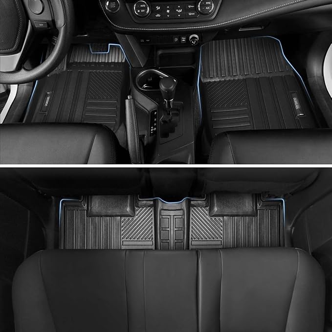 Vanseno Floor mats & CargoTrunk Liners and Backrest Mat Full Set Compatible for Toyota Rav4 2013 2014 2015 2016 2017 2018 All-Weather Rubber Mat Protector Black (13-18RAV4 Full Set)
