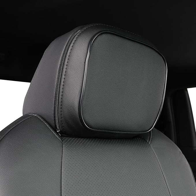 EKR Custom Fit Tacoma Front Car Seat Covers for Select Toyota Tacoma (Petrol & Hybrid) 2024 2025 Double cab SR,SR5,TRD Sport,TRD Off-Road,Limited - Front Row Only,Leather (Black)