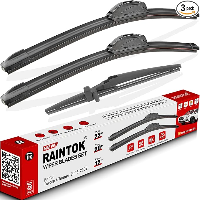 Windshield Wiper Blades Replacement for Toyota 4Runner 2003 2004 2005 2006 2007 2008 2009 Original Factory Quality Front Rear Wipers Blade Set for My Car - 22" 20" 12" (Pack of 3)