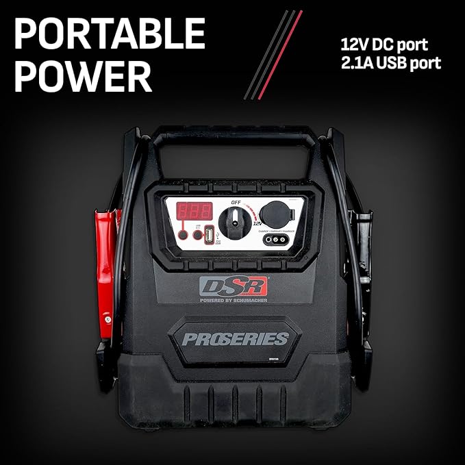 Schumacher Electric DSR ProSeries Car Battery Jump Starter, Maintainer & Portable Power Station - 12V 2000 Peak Amps & 400 Cranking Amps - with DC & USB Charging Ports - DSR157