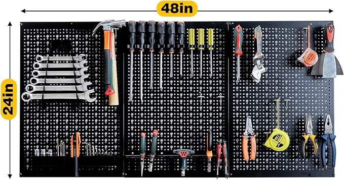 Ultrawall Peg Board Wall Organizer 4 ft. Metal Pegboard Garage Wall Pegboard Tool Storage Kit with Accessories for Garage, 45pcs