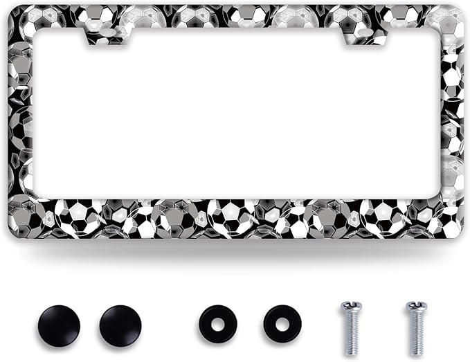 Personalise Soccer Ball Pattern License Plate Frame Funny License Plate Auto Accessories License Plate Holder 6x12 Inch