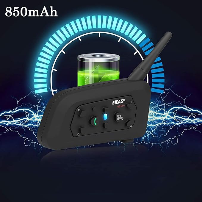 V6 Pro Motorcycle Helmet Bluetooth Intercom Headset 1200M 2 People Full Duplex Wireless Motorbike Interphone Connect Up to 6 Riders for Motorcycling Skiing and Climbing (2 Pack)