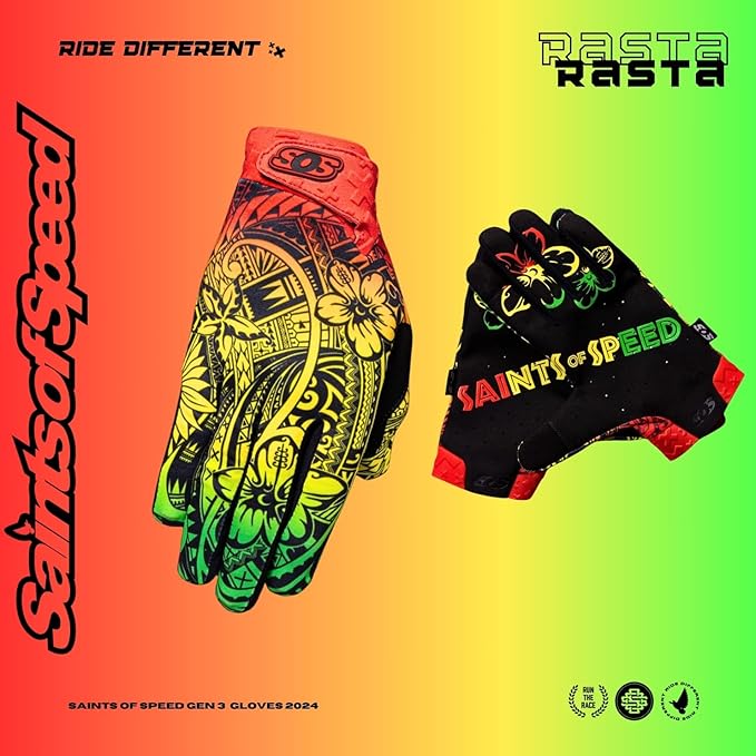 Saints of Speed Dirt Bike Gloves – Motocross, Mountain Bike, Motorcycle, BMX, Jetski, Sim, Karting, Airsoft, Paintball, Driving & Racing Bike Gloves + Phone & Touch Screen Capable