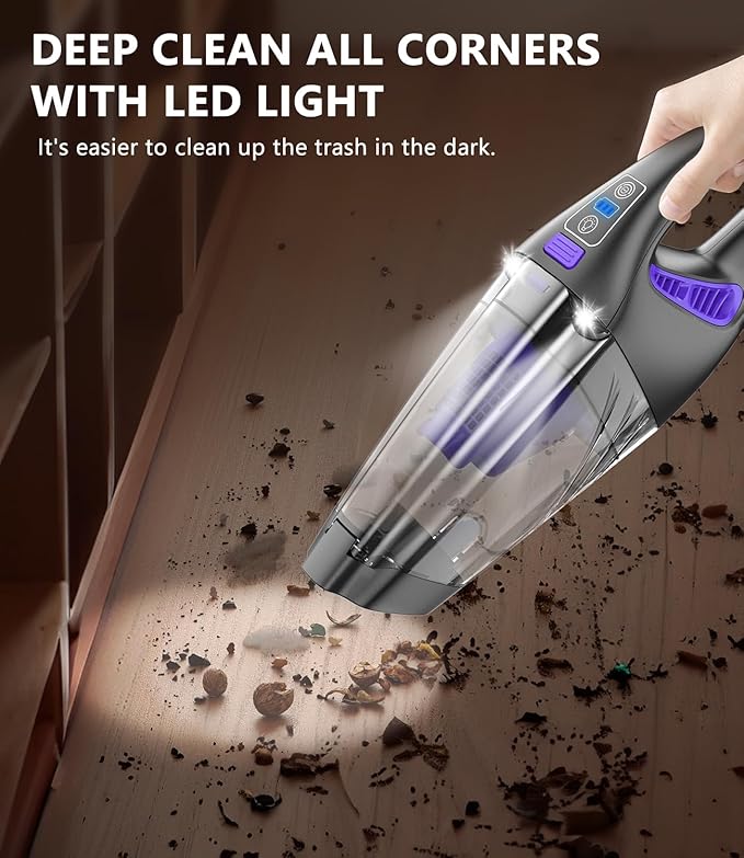 Handheld Car Vacuum Cordless, 18000Pa 160W Car Vacuum Cleaner,30Min Powerful Hand Held Vacuum Cordless Portable Vacuum Cleaner