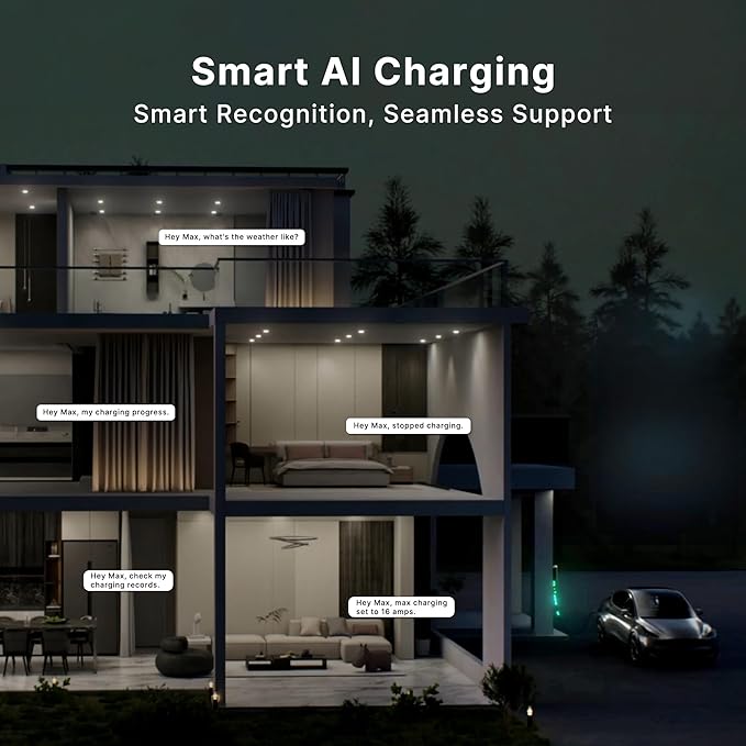 Autel Home Smart AI Level 2 EV Charger up to 40Amp, 240V, Indoor/Outdoor Fast Electric Vehicle Charging Station with Flexible 25-Foot Cable, NEMA 14-50 Plug, Dark Gray