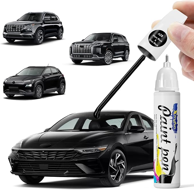 Abyss Black/Onyx Black (A2B) Touch Up Paint Compatible with Hyundai, DIY Car Paint Scratch Repair, Automotive Paints, Quick & Easy Fix Scratch Repair for Elantra/Palisade/Kona/Sonata/Venue