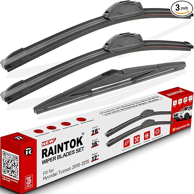 Windshield Wiper Blades Replacement for Hyundai Tucson 2010 2011 2012 2013 2014 2015 Original Factory Quality Front Rear Wipers Blade Set for My Car - 26" 16" 12" (Set of 3)