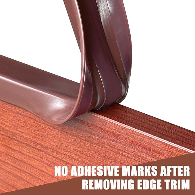 Rubber Edge Trim, Flexible Self Adhesive U Shaped Peel and Stick Edge Banding, 2-1/2"(63.5mm) U Channel Edge Protector, Edge Guards for Woods, Furnitures, 20Ft, Brown Color