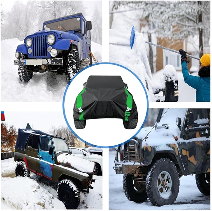 Avecrew for Jeep Wrangler Cover Waterproof 2 Door, All Weather for Jeep Rain Cover for Automobiles, Outdoor Full Exterior for Jeep Covers Fits JK JL TJ YJ CJ （Green）