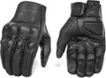 Updated Men’s Leather Motorcycle Gloves with Two Touchscreen Fingers Anti-Slip Motorbike Racing Gloves (Updated,Perforated, XXL)