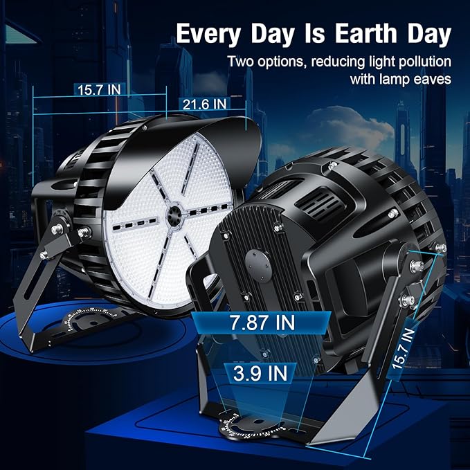 750W LED Stadium Lights, Heavy-Duty High Mast Sport Court Light Outdoor IP66 10KV Surge Large Arena Industry and Commercial Lighting with 40 Degree for Airport Area Parking Lot