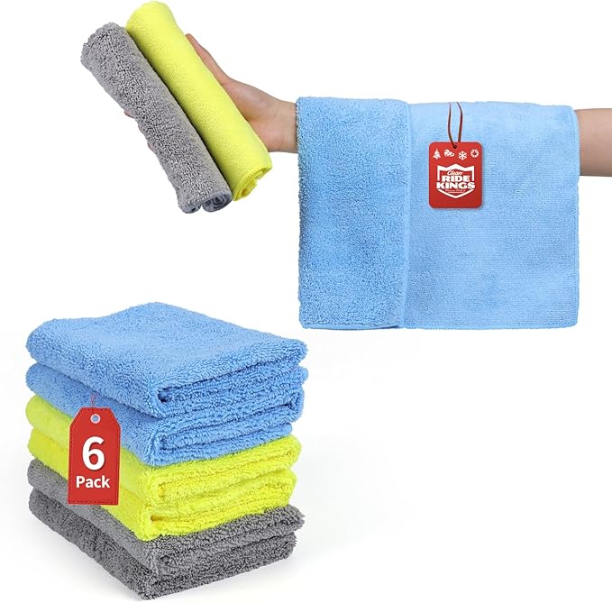 Wash Cloths for Car Interior & Exterior,Microfiber Towels Cleaning Highly Absorbent,Car Wash Rags,Cleaning Rags for House,Kitchen,Bathroom,Office-3 Colors 16''x16''-6Pack