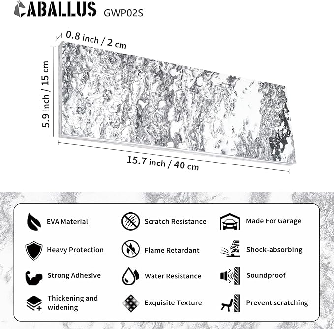 GWP02S Marble Grain Garage Wall Protector Car Door Protectors, Parking Stopper for Garage, Tool-Free, Designed in Germany (2-Pack Marble Grain)