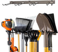 StoreYourBoard Wall-Mounted Rack With 4 Garage Hooks – Heavy-Duty Steel Holder Garage & Garden Storage for Shed, Workshop, or Home Organization – For Rakes, Shovels, Tools & More – 1 Pack, Mud
