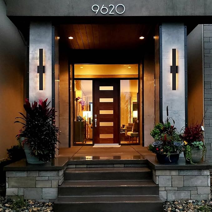 Modern Outdoor Wall Light Fixtures 27.2" Black Outdoor Porch Lights Exterior LED Wall Sconces, 12W Integrated LED Long Outside Light Fixtures for Garage, Porch, Patio, Front Door, House, etc.